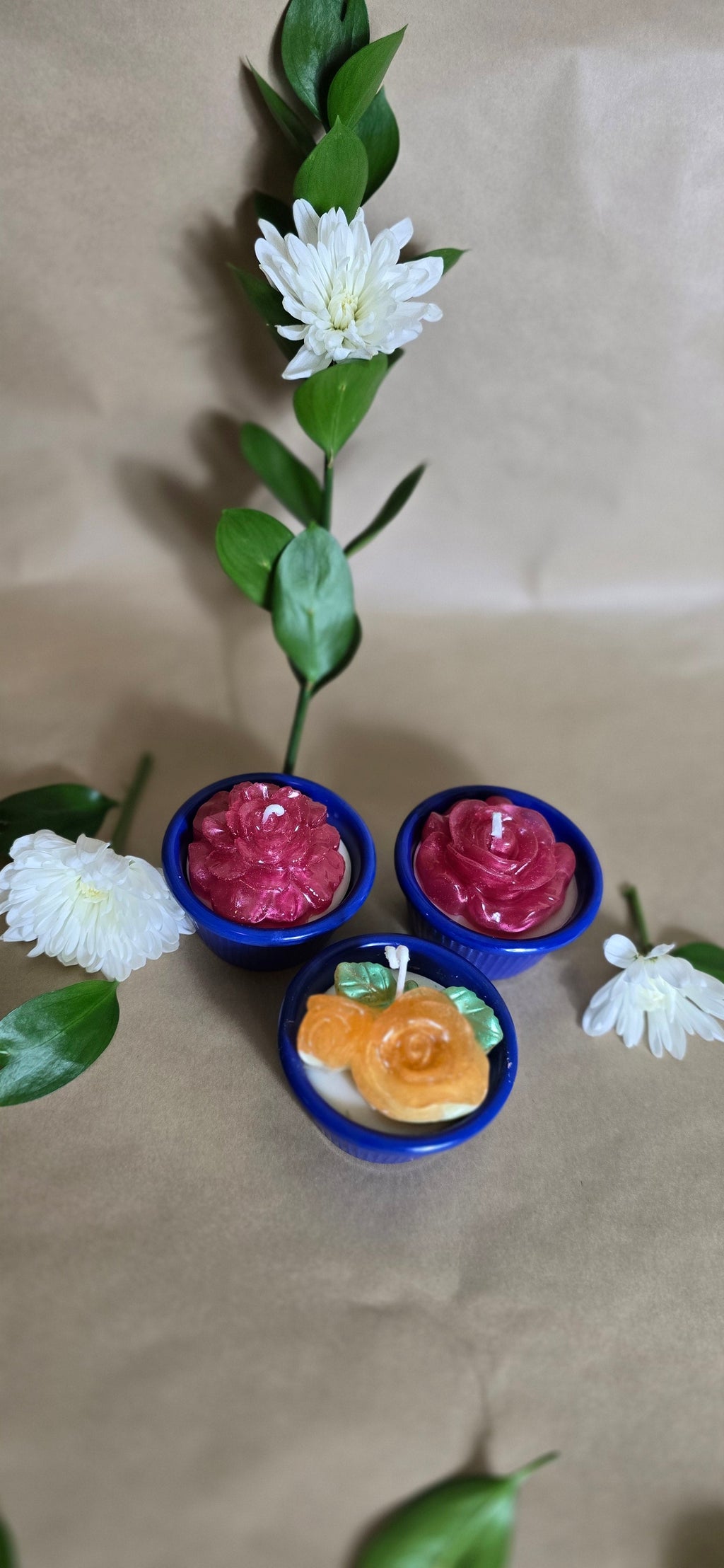 Trío de Velas de Rosas
