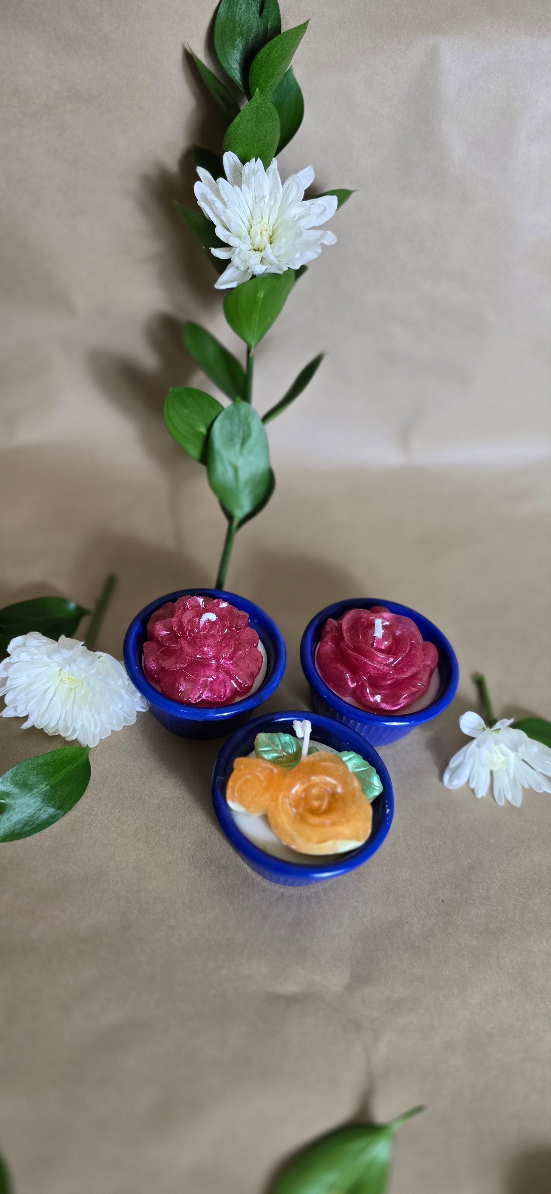 Trío de Velas de Rosas